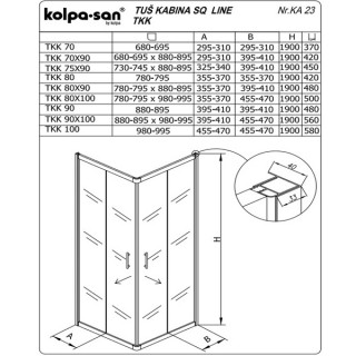 KOLPA SQ line TKK 90 S/CH SILVER 5/6 mm SILVER/CINCILA h=190 - 511020 