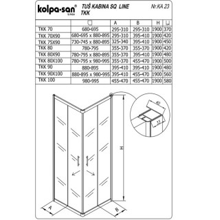 KOLPA SQ line TKK 100 S/CH SILER 5/6 mm SILVER/CINCILA h=190 - 511180 