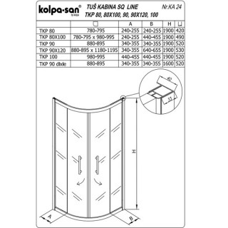 KOLPA SQ line TKP 80 S/K BELA 5/6 mm BELA/PROVIDNO h=190 - 511070 