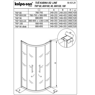 KOLPA SQ line TKP 80 S/K SILVER 5/6 mm SILVER/PROVIDNO h=190 - 511080 