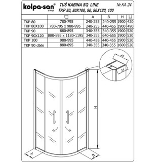 KOLPA SQ line TKP 90 S/K SILVER 5/6 mm SILVER/PROVIDNO h=190 - 511120 