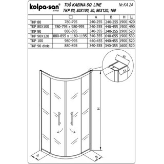 KOLPA SQ line TKP 100 S/K BELA 5/6 mm BELA/PROVIDNA h=190 - 511430 