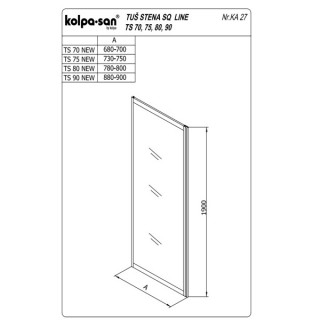 KOLPA TS SQ line 70/K BELA - providno,tus stena 5 mm  h=190 (komb. TKK,TV SQ line) - 527550 