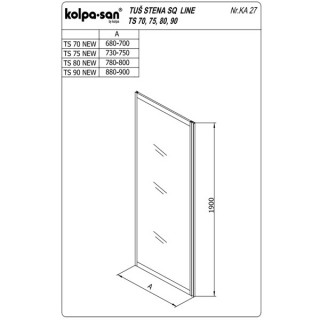 KOLPA TS SQ line 80/K BELA - providno,tus stena 5 mm h=190 (komb. TKK,TKP,TV SQ line) - 527630 