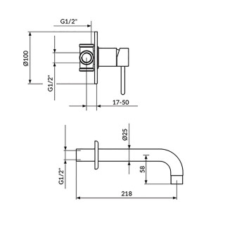 Rosan Dark Baterija Za Lavabo Sa Izlivom 230Mm Jd31401 