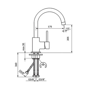 Rosan Dark Baterija Za Lavabo Sa 3 Cevi Jd38103 