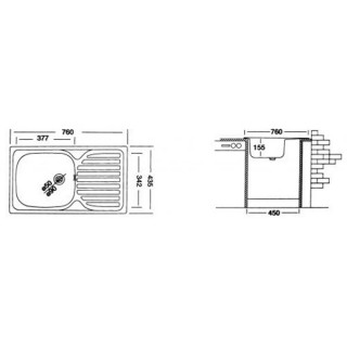 LIV INOX SUDOPERA UGRADNA 43.5x76 N-240  Ø90 