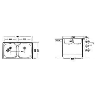 LIV INOX SUDOPERA UGRADNA 43.5x78 EC-189 Ø90 