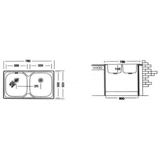 LIV INOX SUDOPERA UGRADNA 43.5x78 EC-189 Ø60 