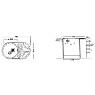 LIV INOX SUDOPERA UGRADNA 44x74 EC-165 Ø90 