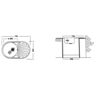 LIV INOX SUDOPERA UGRADNA 44x75 EC-165 DEKOR Ø90 