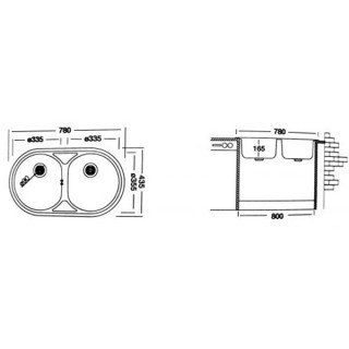 LIV INOX SUDOPERA UGRADNA 43,5x78 EC-186  Ø90 