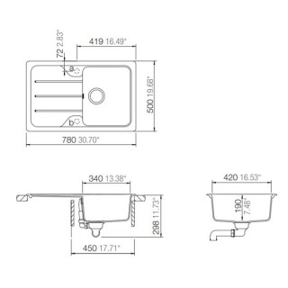 SCHOCK SUDOPERA FORMHAUS D100S 780x500x190mm CROMA (SIVA) 