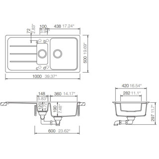 SCHOCK SUDOPERA FORMHAUS D150L 1000x500x190mm CRNA 