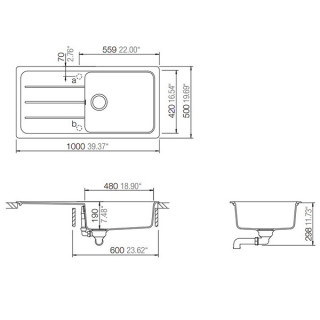 SCHOCK SUDOPERA FORMHAUS D100L 1000x500x190mm CRNA 