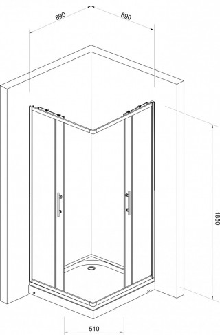 Minotti Tus kabina 90X90X185 staklo sa kvadratici 5mm JAK 5191 