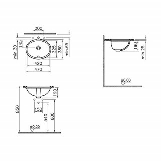 VITRA LAVABO S20 ARKITEKT 42CM PODGRADNI S20 6039B003-0012 