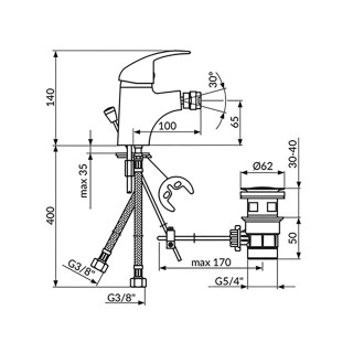 Rosan King Baterija Za Bide - Sa Metalnim Odlivnim Ventilom J391001M 