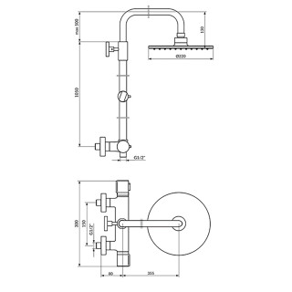 Stolz Termostatska Baterija Sa Usponskim Tušem 220Mm 1T37251 