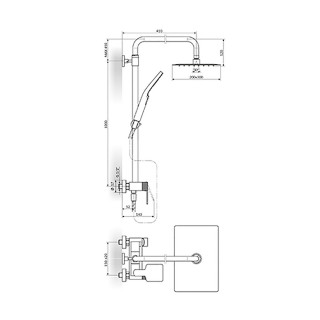 Stolz S2 Baterija Za Tuš Kadu Sa Usponskim Tušem 200*300Mm 237251 