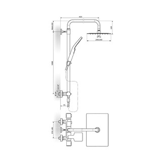 Stolz S2 Termostatska Baterija Sa Usponskim Tušem 200*300Mm 2T37251 