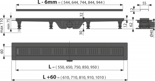 ALCA TUS KANALICA CRNA 550mm APZ10 