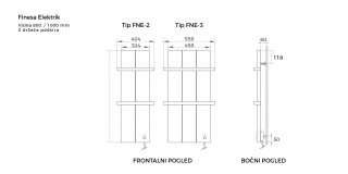 CINI RADIJATOR FINESA MONO, ELEKTRIČNI, 558X800, BELI, HROM PREČKA 4E308BMH 