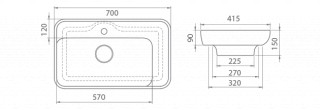 TURKUAZ LAL 70 cm LAVABO 72300 U 