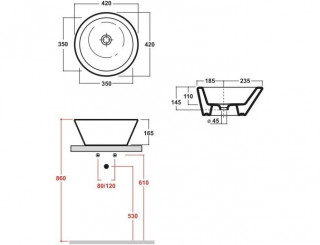 OLYMPIA nadgradni umivaonik okrugli fi42cm h-16cm - LIL4B42001 