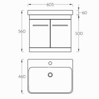 PINO ART LUXOR 60V lavabo sa ormaricem 60cm - 0797 