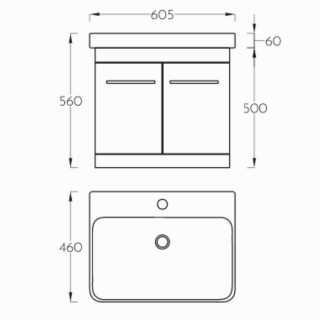 PINO ART LUXOR 60V lavabo sa ormaricem 60cm - 0797 