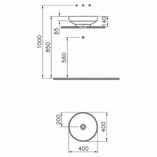 VITRA LAVABO NADGRADNI WATER JEWLES Ø40CM BAKARNI 4334B073-0016 