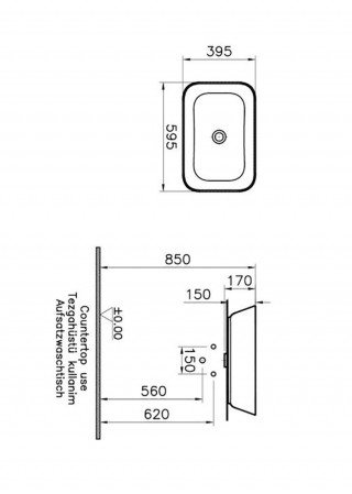 VITRA LAVABO NADGRADNI GEO 60CM 7425B003-0016 