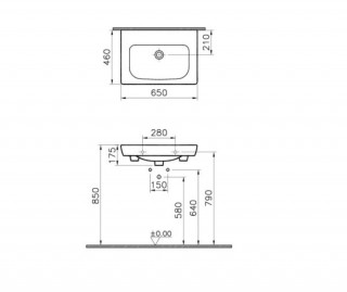 VITRA LAVABO NADGRADNI S20 65X46CM VANITY 5522B003-0001 