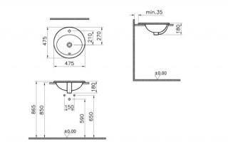 VITRA LAVABO NADGRADNI S20 47CM 5467B003-0001 