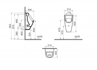 VITRA PISOAR S20 SA SPOLJASNJIM DOVODOM ( KOMPLET SET ) 5462B003-1069 