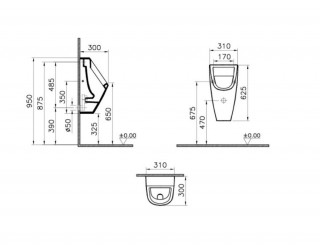 VITRA PISOAR S20 SA UNUTRASNJIM DOVODOM ( KOMPLET SET ) 5462B003-0309 