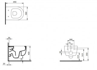 BOCCHI V-TONDO RIMLESS KONZOLNA SOLJA SA DASKOM MAT CRNA 1417-004-0129 