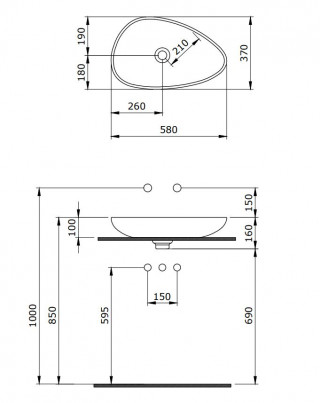 BOCCHI ETNA LAVABO 58CM - CRNO MAT 1114-004-0125 