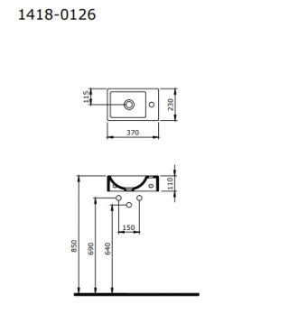 BOCCHI MILANO LAVABO 37CM - CRNI MAT 1418-004-0126 L-D 