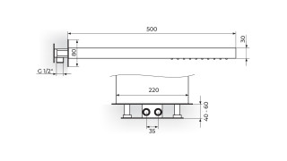 Rosan Tuš Ruža - Konzola 500 X 220Mm Mlaz + Slap Ptrusp50 