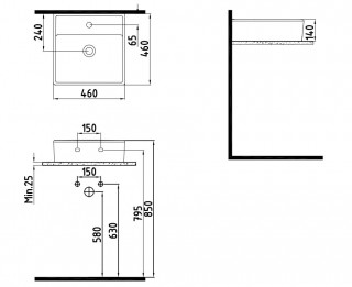 Bien INGL04601FD1W3000 Infinitum nadgradni umivaonik 46x46 cm 