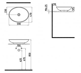 Bien HRLG05901FD0W3000  Harmony nadgradni umivaonik 59x47 cm , bez rupe beli 