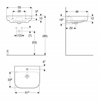 Geberit  Smyle umivaonik, 55x48 cm 500.227.01.1 