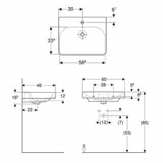 Geberit Smyle Square umivaonik, 60x48 cm 500.229.01.1 