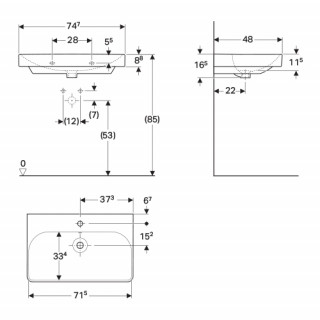 Geberit Smyle Square umivaonik, 75x48 cm 500.249.01.1 