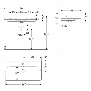 Geberit Smyle Square umivaonik, 90x48 cm 500.251.01.1 