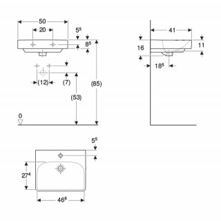 Geberit Smyle Square umivaonik, 50x41 cm 500.256.01.1 