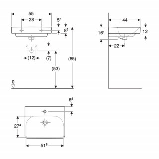 Geberit Smyle Square umivaonik, 55x44 cm 500.259.01.1 