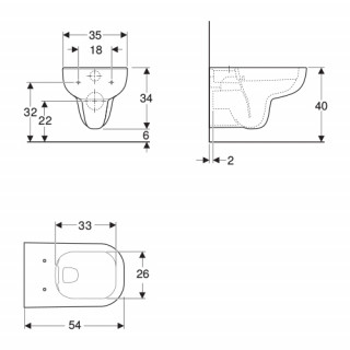 Geberit Smyle Square konzolna wc šolja,  rimfree 500.210.01.1 